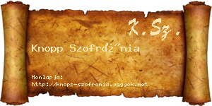 Knopp Szofrónia névjegykártya